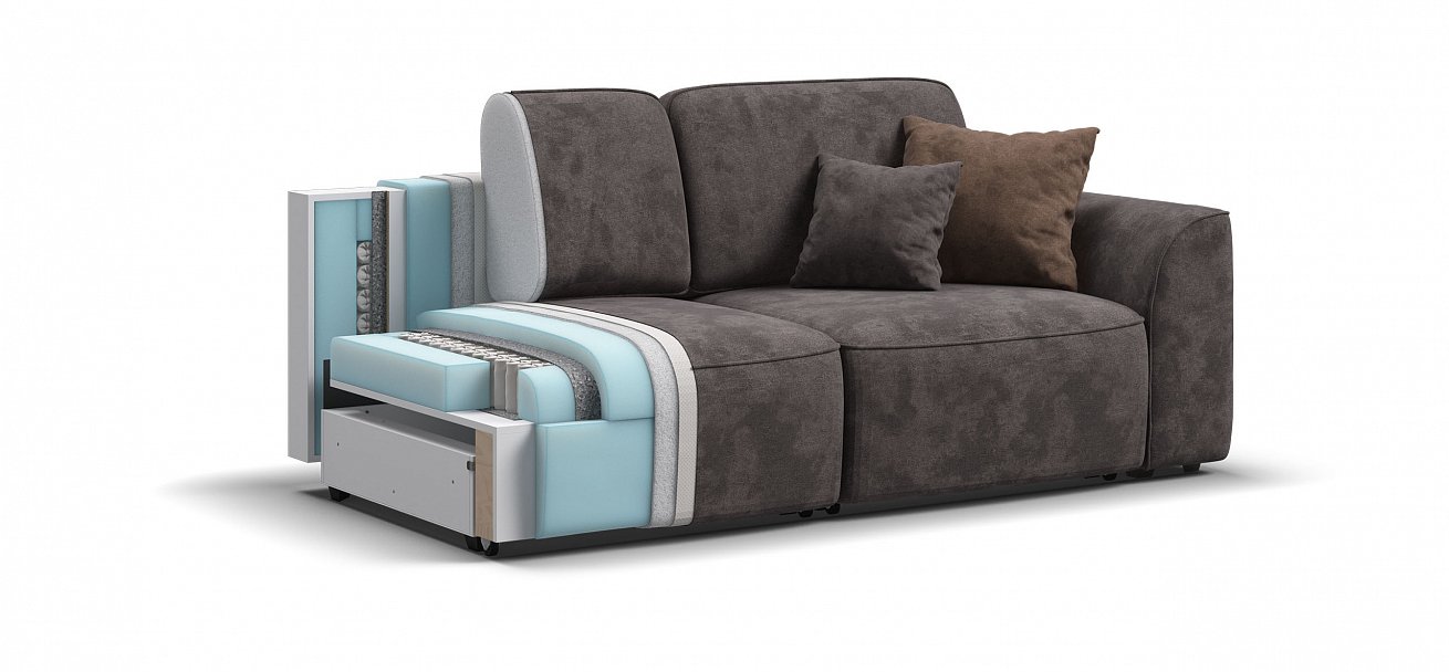 Диван Кинг Модуль велюр Алькантара серый