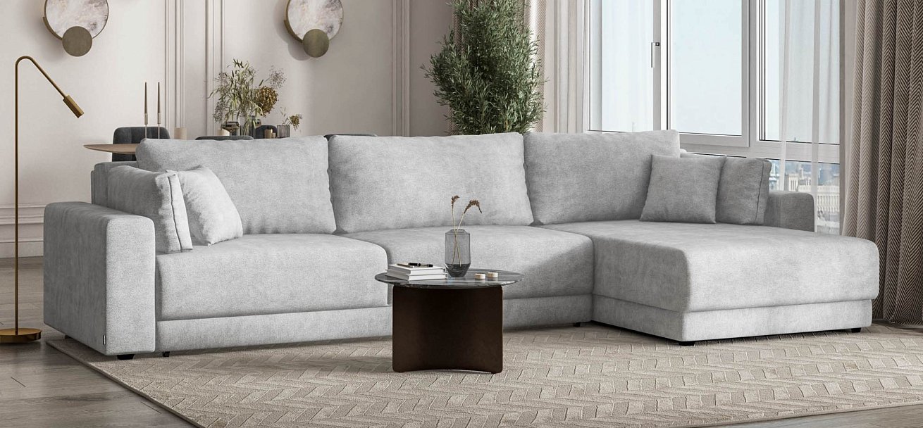 Угловой диван Босс Прайм Макс Шенилл Клауд серый