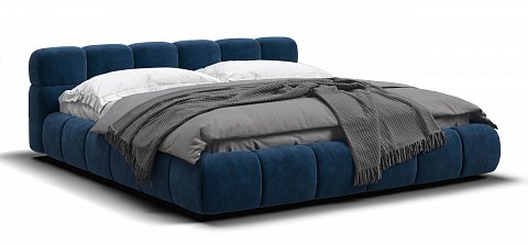 Босс Дрим Кровать+ПМ 180*200 велюр Монолит синий 1