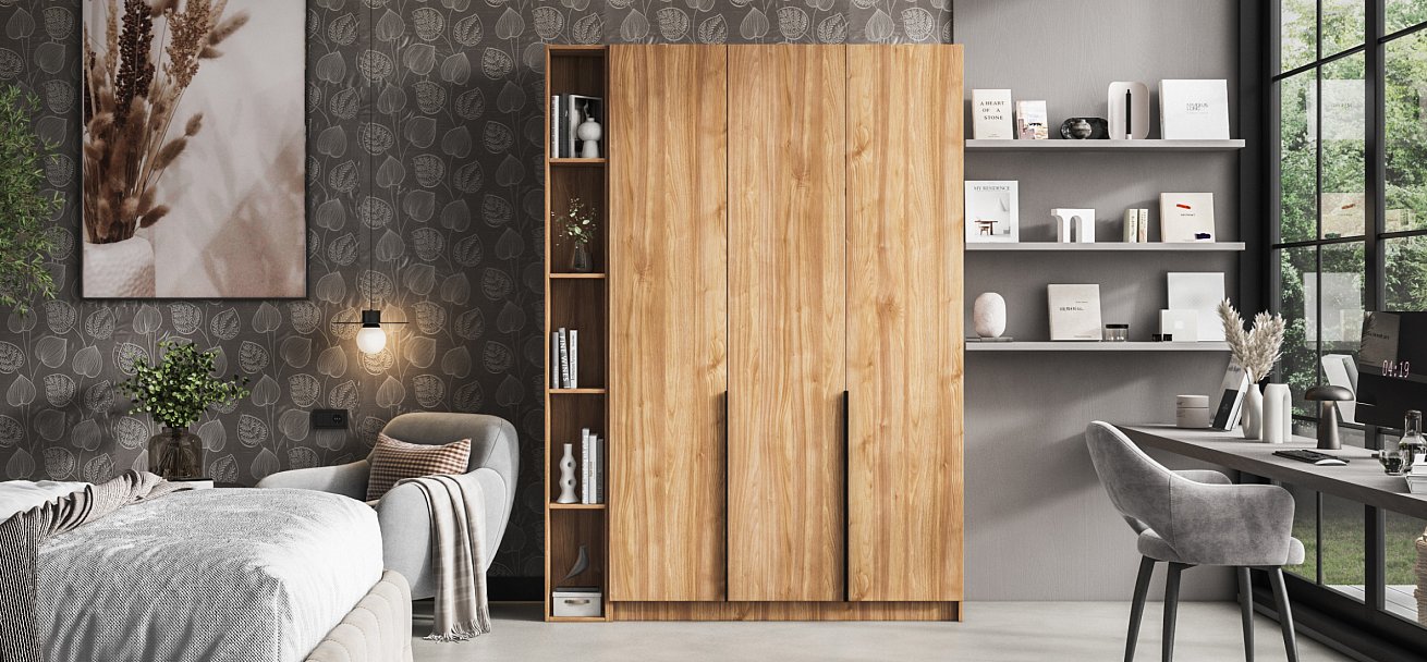 Рим 135 шкаф распашной 3Д+ящики 01 Орех Селект