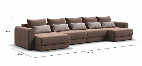 Модульный п-образный диван Ричмонд Модуль велюр Монолит мокко 1