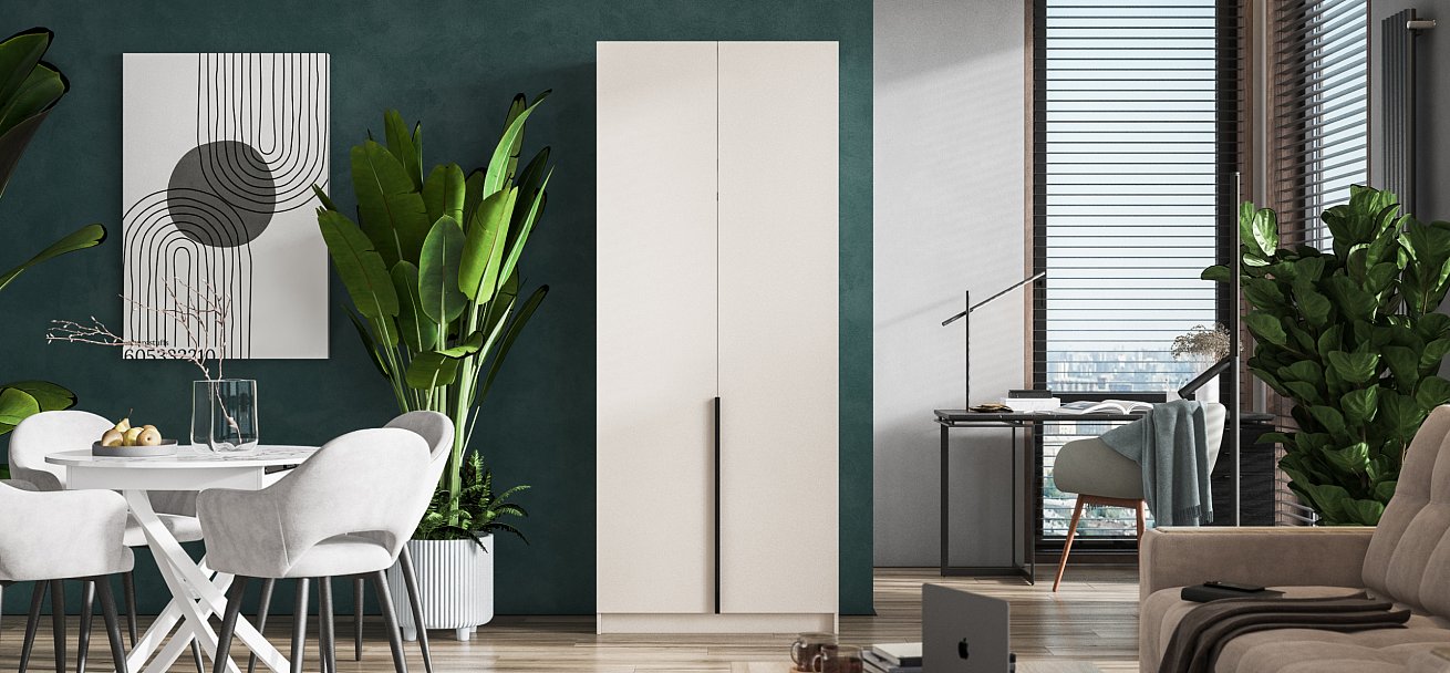 Босс Стандарт 90*220 шкаф распашной 2Д + ящики 01 Кашемир