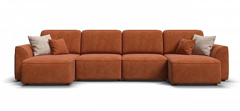 П-образный диван Кинг Модуль велюр Алькантара оранж 2