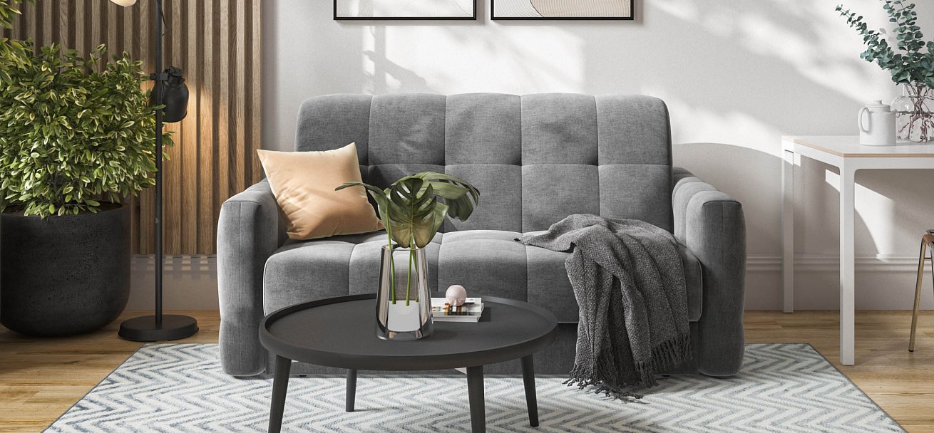 Диван Босс Слип 140 велюр Монолит серый