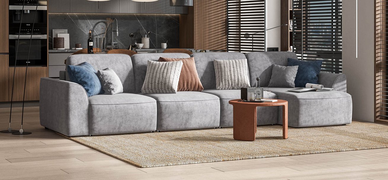 Угловой диван Кинг Модуль Макс велюр Роял агат