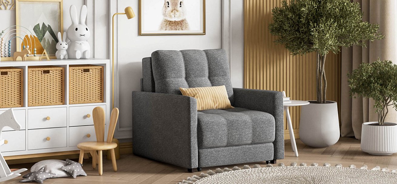 Босс Лофт кресло-кроватьРогожка Мальмо серый