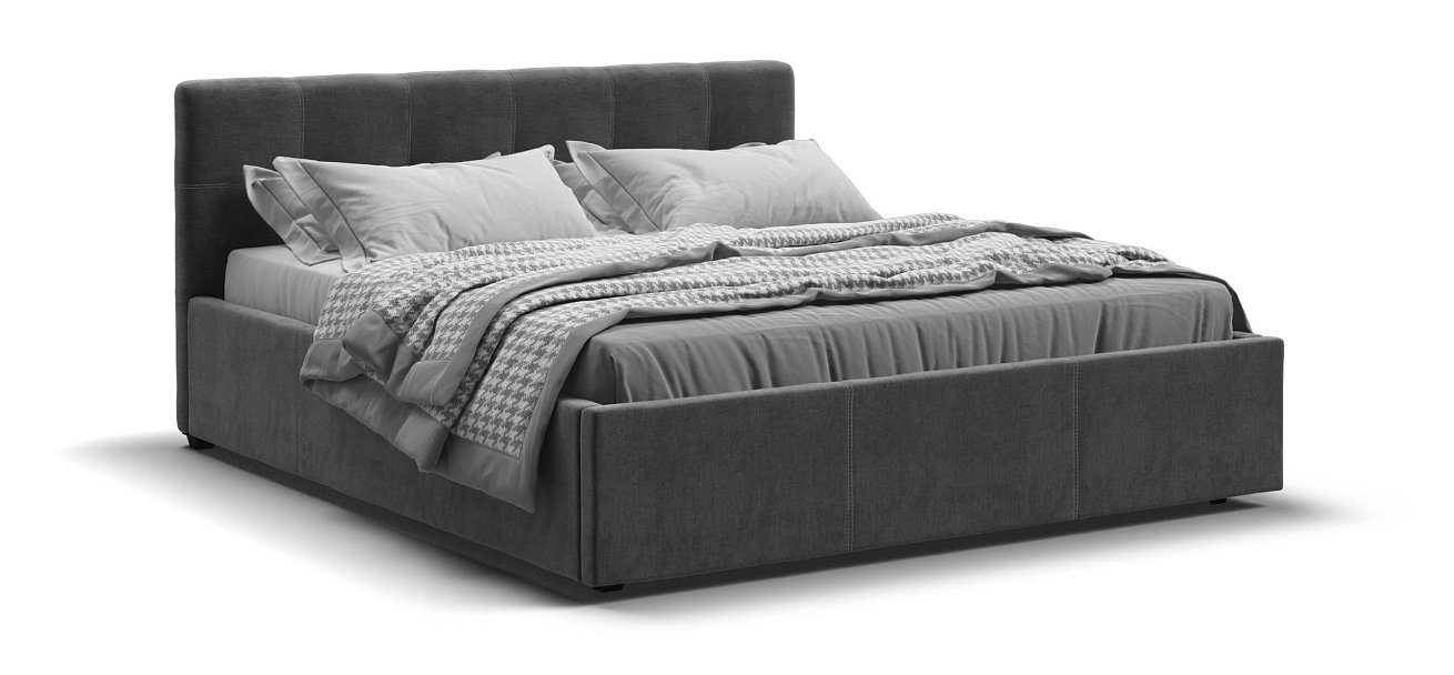 Белла Кровать+ПМ 160*200 велюр Монолит серый