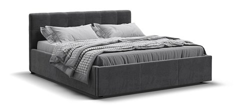 Белла Кровать+ПМ 160*200 велюр Монолит серый 1