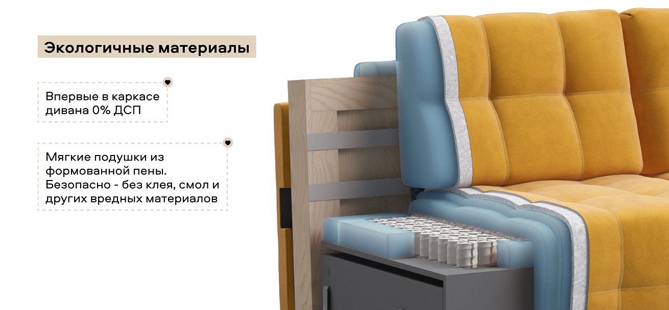 Диван Босс ХО велюр Монолит желтый / Камень