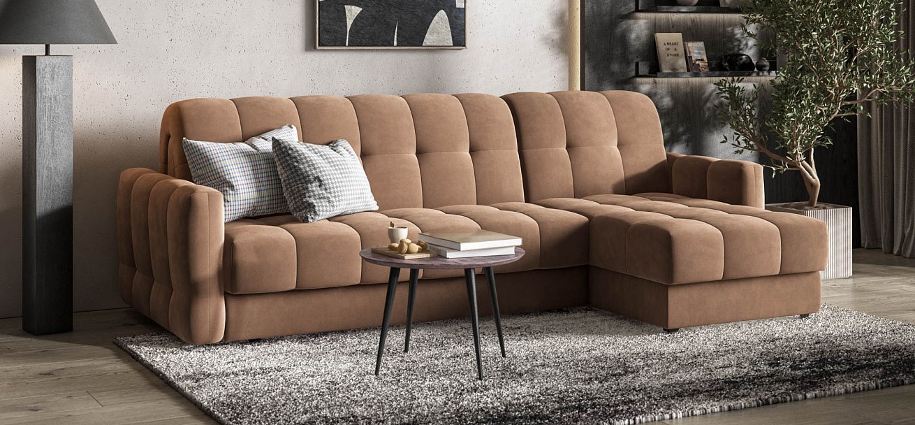 Угловой диван Босс Слип 160 велюр Монолит мокко