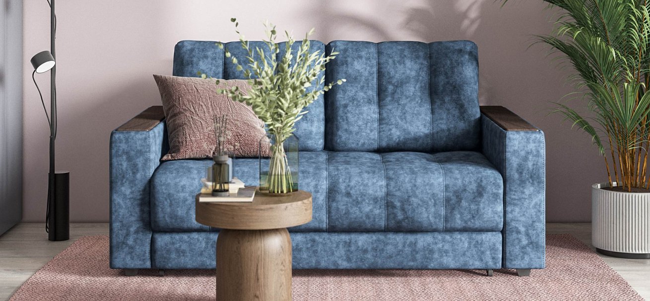 Диван Босс двухместный велюр Роял синий