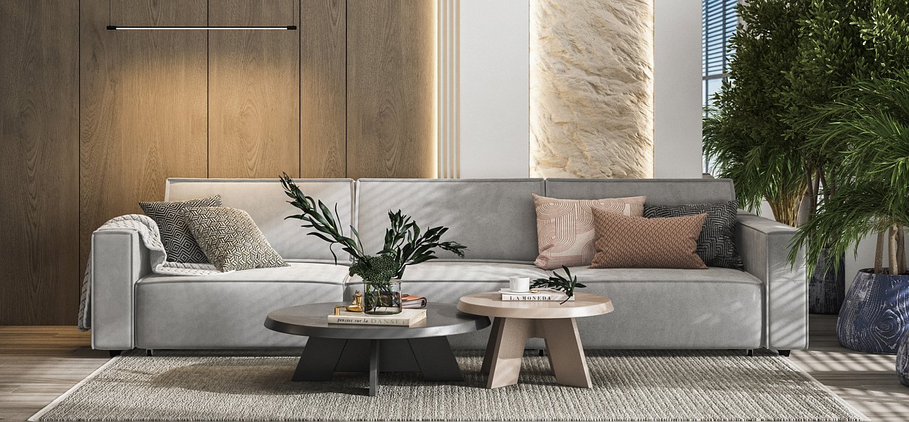 Диван Босс Софт Модуль Макс велюр Монолит сталь