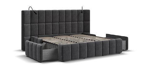 Босс ХО Кровать 180*200 велюр Монолит серый 3