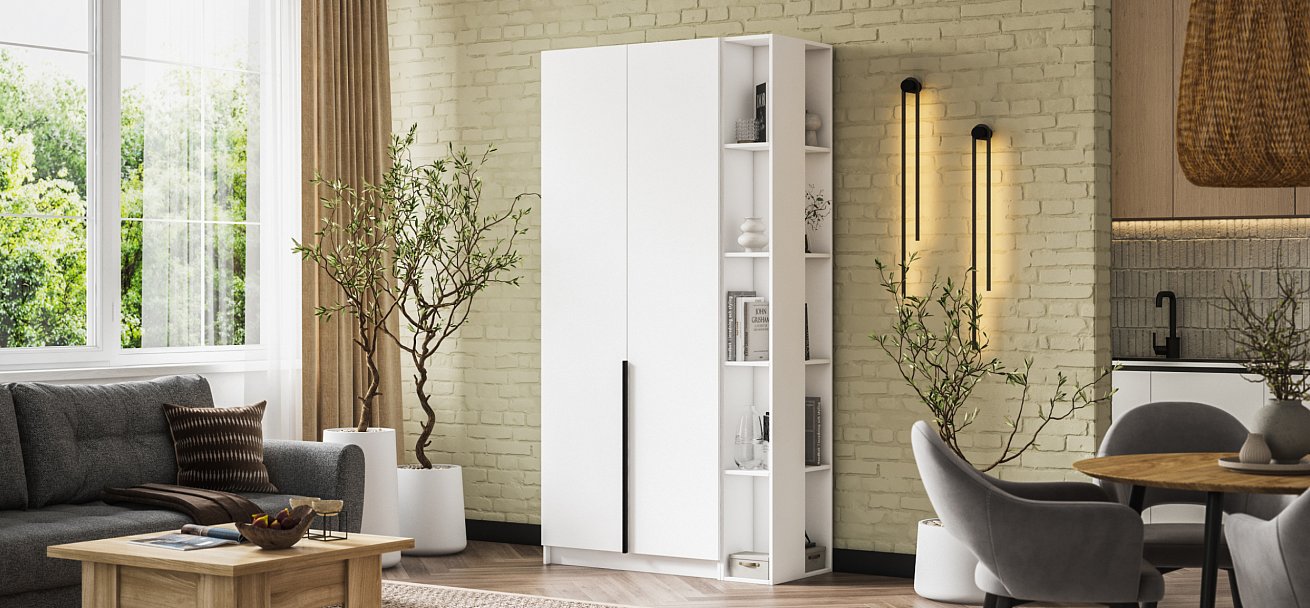 Рим 90 шкаф распашной 2Д+ящики 01 Белый