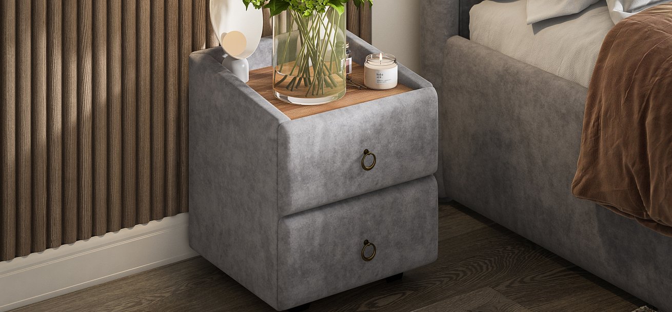 Тумба Босс Классик велюр Роял агат, Орех Селект