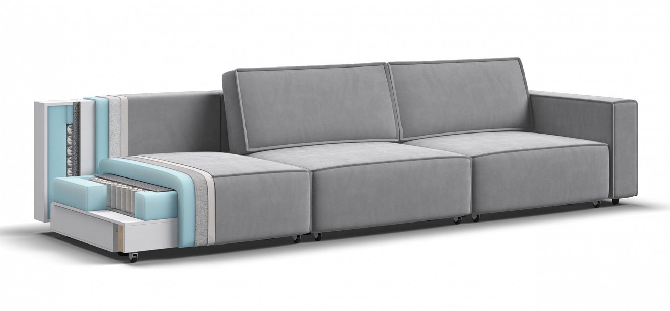 Диван Босс Софт Модуль Макс велюр Монолит сталь