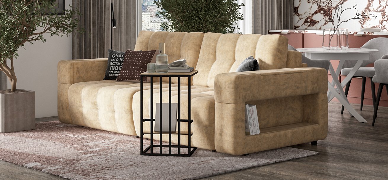 Диван Босс ХО велюр Роял шампань / Снежная Сонома