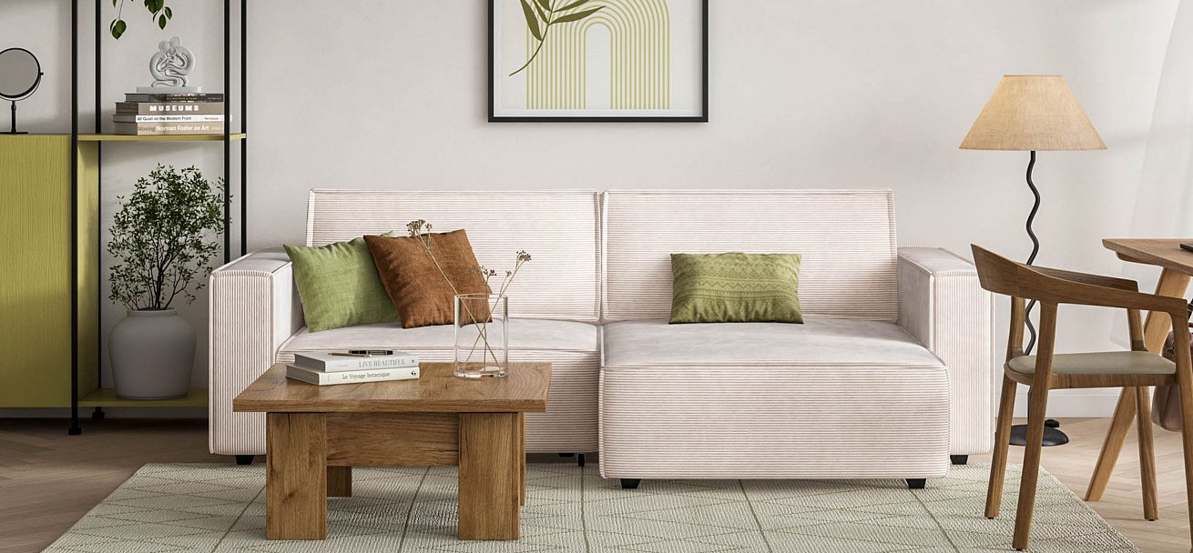 Угловой диван Босс Софт Модуль Вельвет Корд бежевый