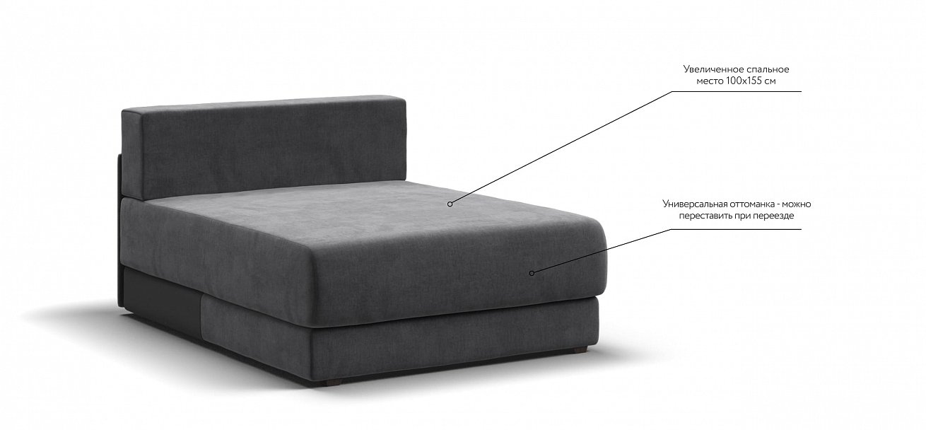 Ричмонд Модуль оттоманка велюр Монолит серый