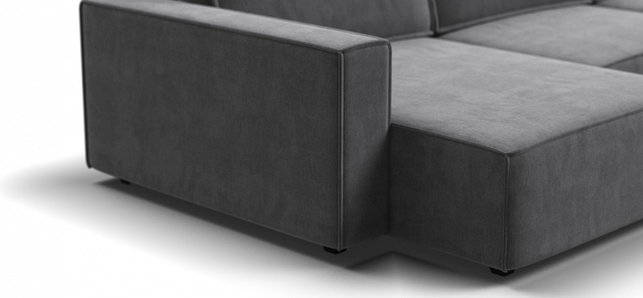 П-образный диван Босс Софт Модуль велюр Монолит серый