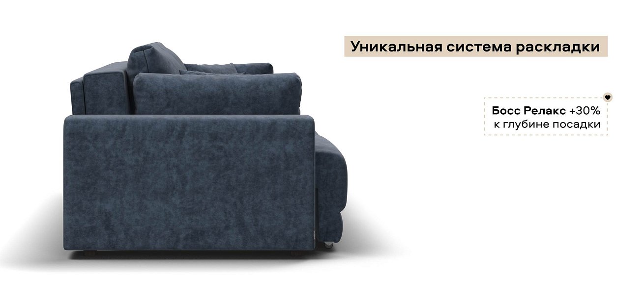 Диван Босс Прайм велюр Роял синий