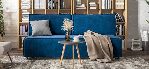 Диван Норд мини велюр Монолит синий 2