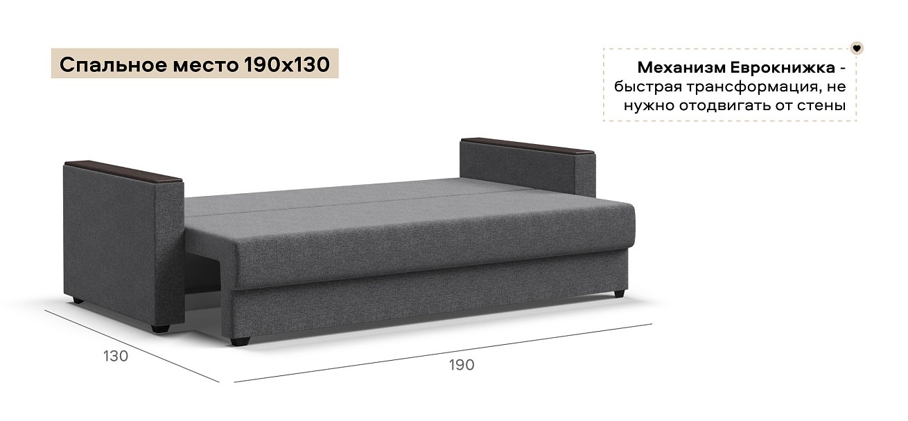 Диван Атланта Рогожка Мальмо серый