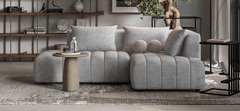 Угловой диван правый Босс Твин Шенилл Клауд серый 2