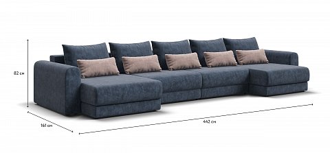 Модульный п-образный диван Ричмонд Модуль велюр Роял синий 1