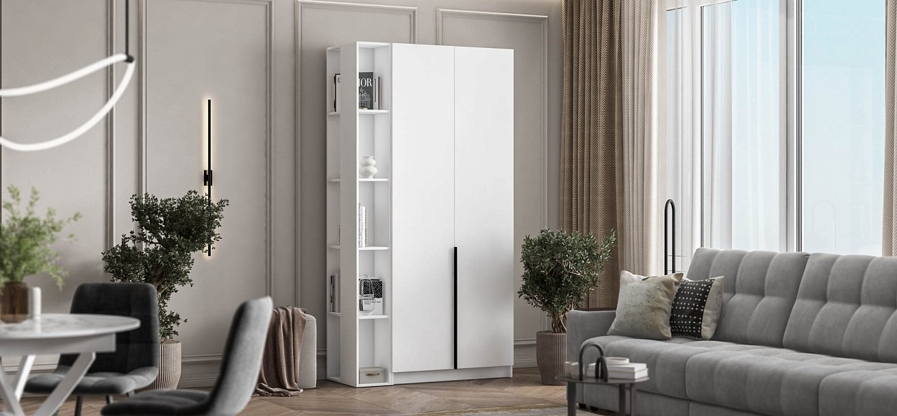 Босс Стандарт 90*220 шкаф распашной 2Д + ящики 01 Белый