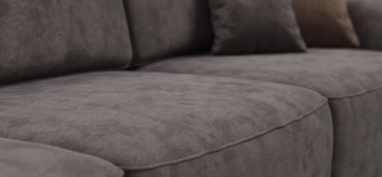 П-образный диван Кинг Модуль велюр Алькантара серый