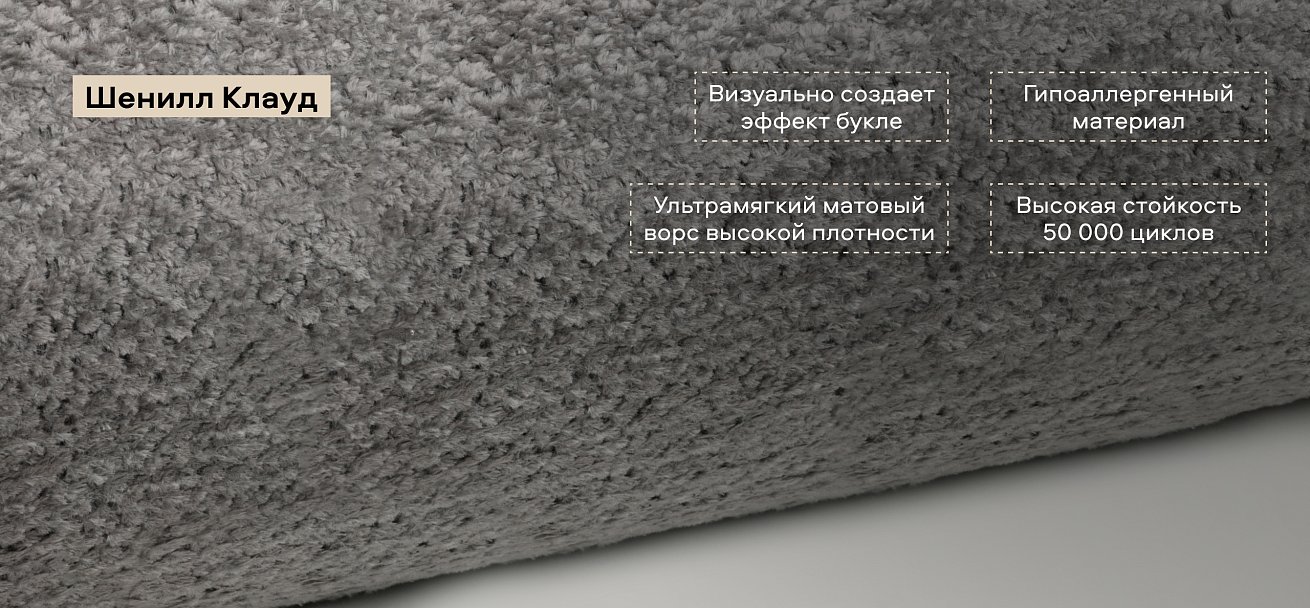 Угловой диван Босс Прайм Макс Шенилл Клауд серый