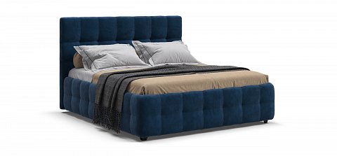 Босс Кровать+ПМ 160*200 велюр Монолит синий 1