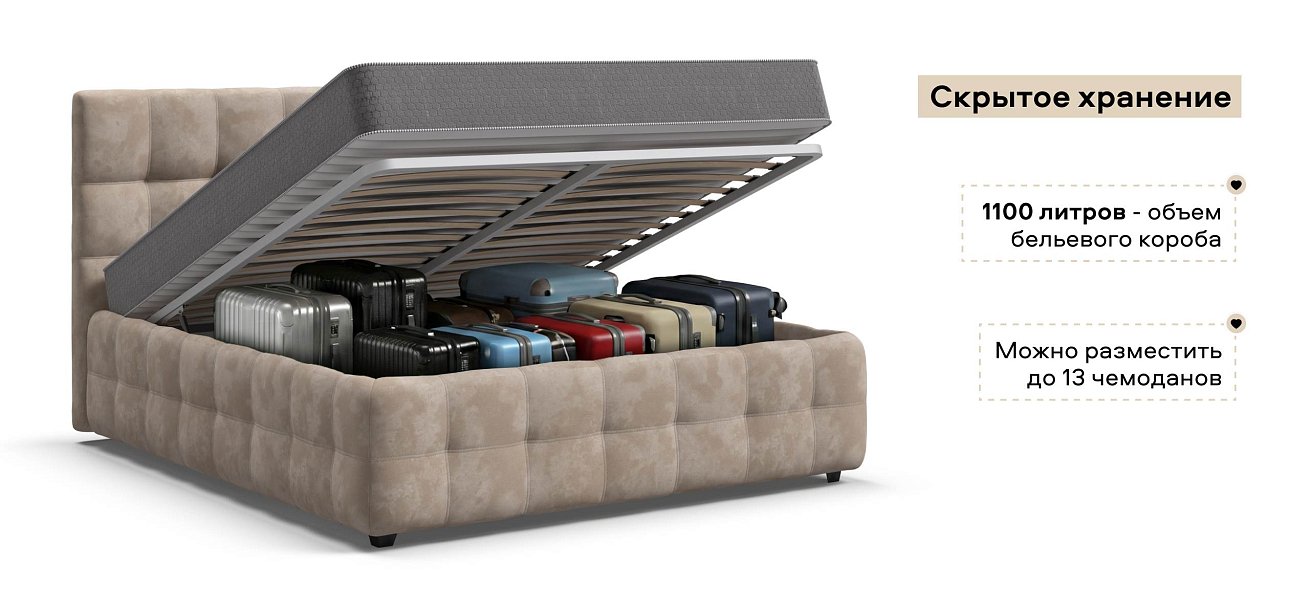 Босс Кровать+ПМ 160*200 велюр Алькантара пепел