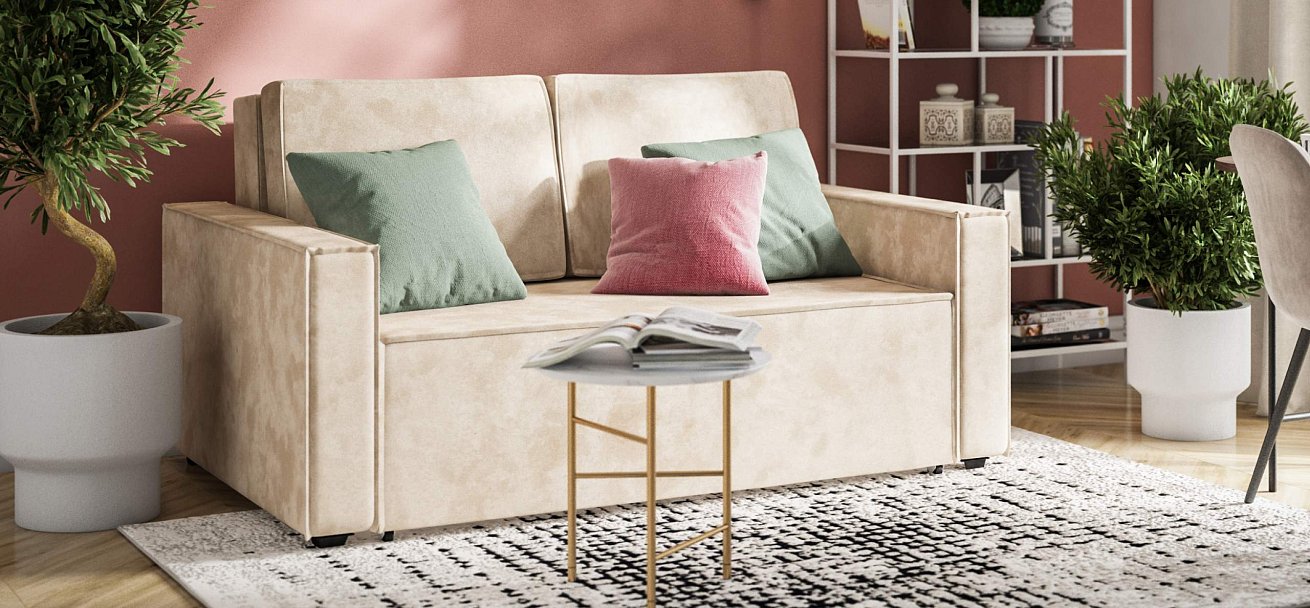 Диван Норд двухместный велюр Алькантара пепел