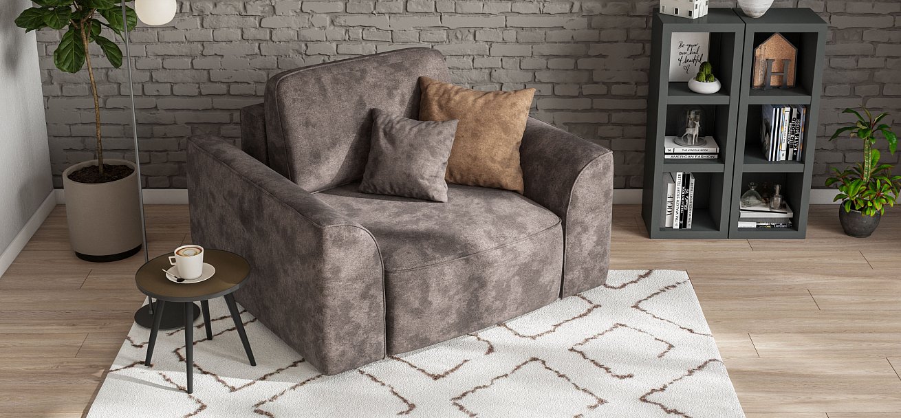 Кресло Кинг Модуль велюр Алькантара серый