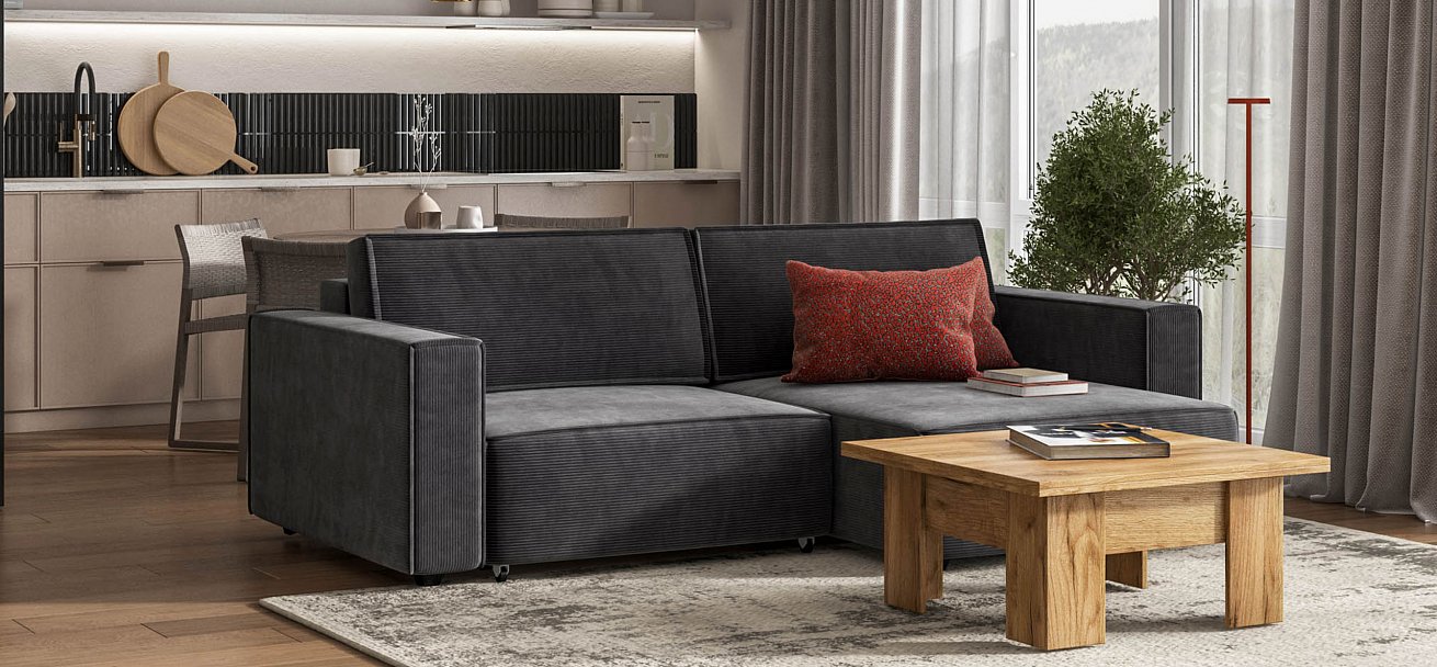 Угловой диван Босс Софт Модуль Вельвет Корд графит