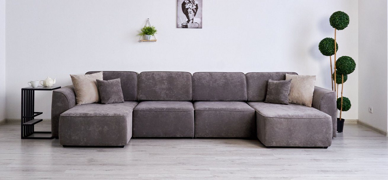 П-образный диван Кинг Модуль велюр Роял тауп