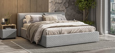 Норд Кровать+ПМ 160*200 велюр Монолит сталь 2
