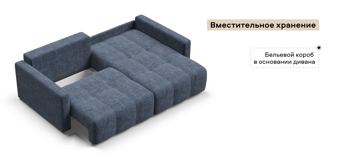 Угловой диван Босс Тренд велюр Роял синий