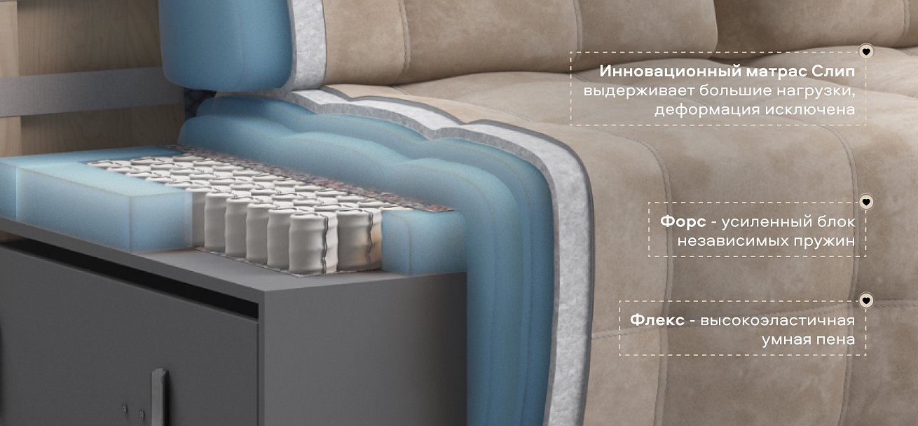 Диван Босс ХО велюр Алькантара пепел / Камень