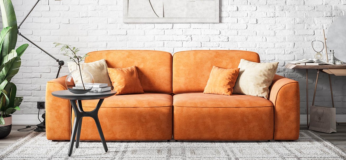 Диван Кинг велюр Алькантара оранж