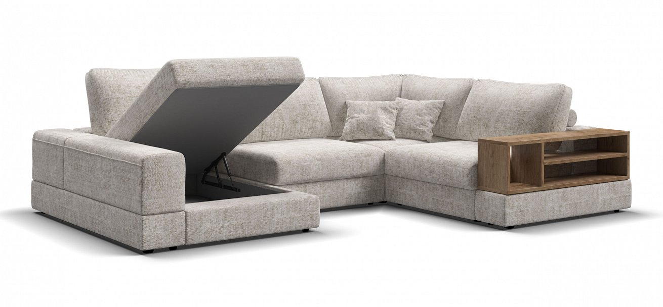 П-образный диван-кровать Босс Модуль Шенилл Смарт кварц