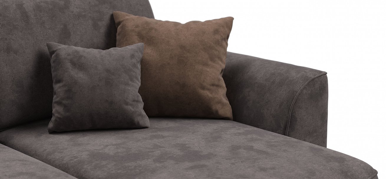 П-образный диван Кинг Модуль велюр Алькантара серый