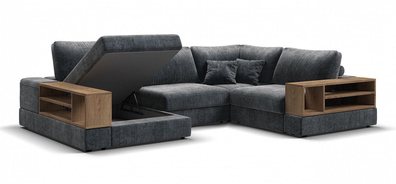 П-образный диван-кровать Босс Модуль Шенилл Глосс карбон