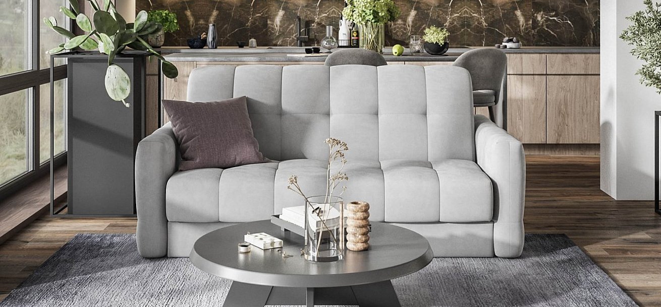 Диван Босс Слип 160 велюр Монолит сталь