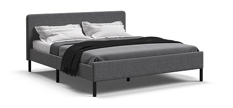 Уна Кровать 160*200Рогожка Мальмо серый, Чёрный 1