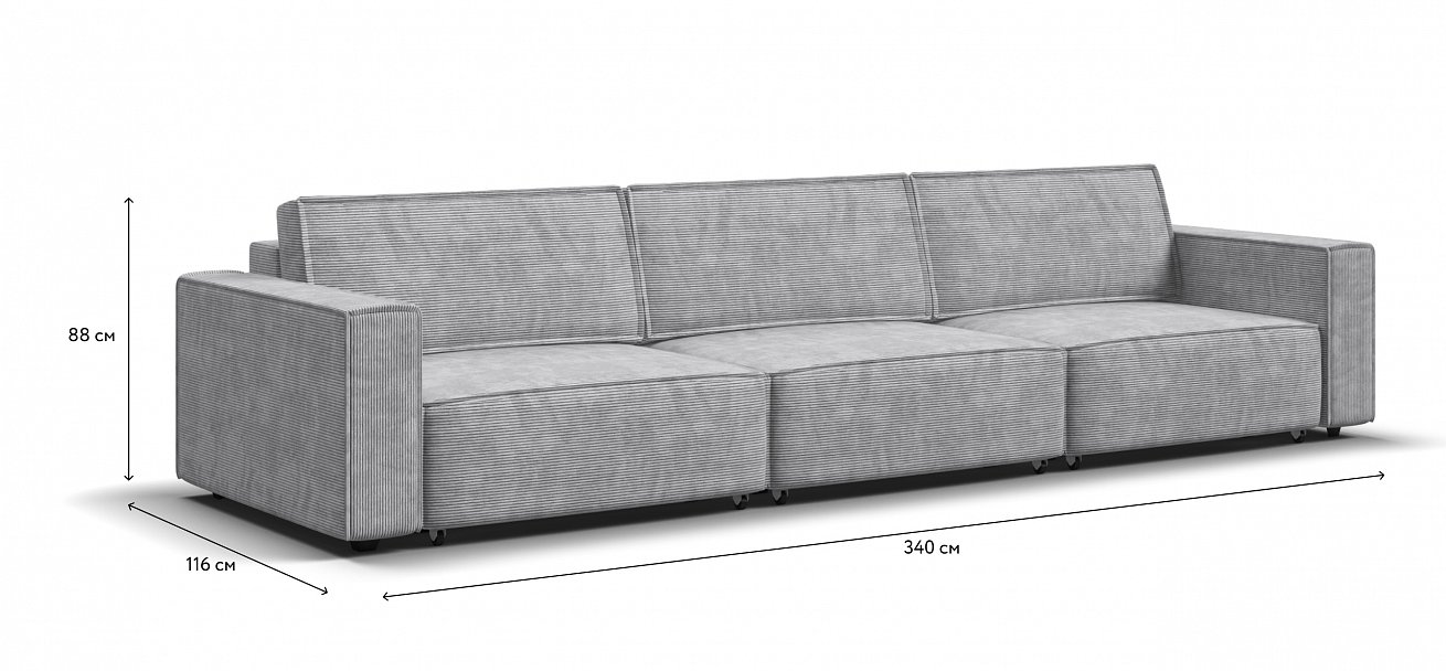 Диван Босс Софт Модуль Макс Вельвет Корд серый