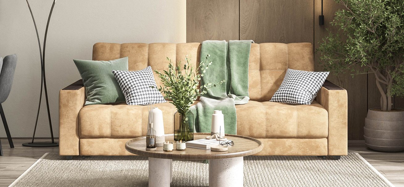 Диван Босс велюр Алькантара пепел