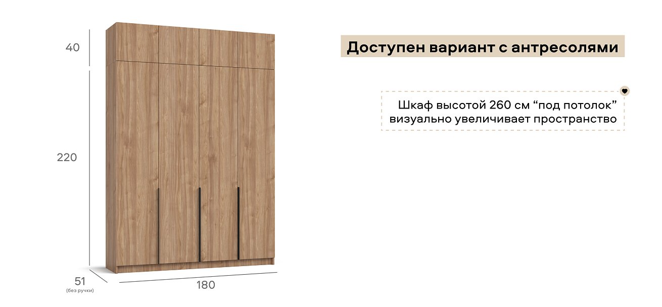 Босс Стандарт 180*220 шкаф распашной 4Д + ящики 01 Орех Селект